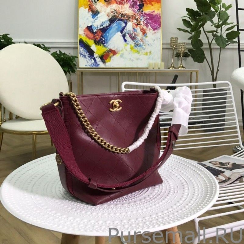 AAA+ CC Bucket Shopping Hobo Bag A57573 Maroon