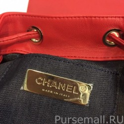 High Quality CC Logo Drawstring Bucket Bag AS0326 Red