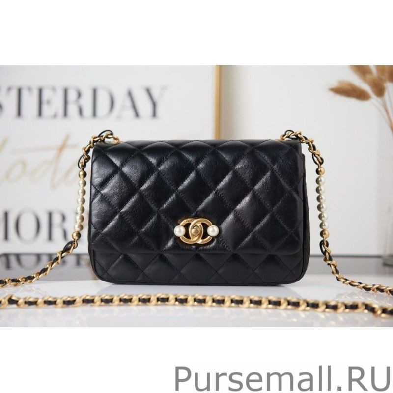 Luxury CC Pearl Small Flap Bag AS3001 Black