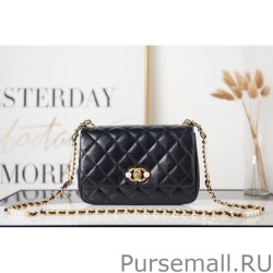 Luxury CC Pearl Small Flap Bag AS3001 Black