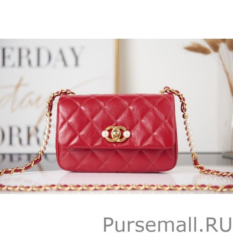 Best CC Pearl Small Flap Bag AS3001 Red