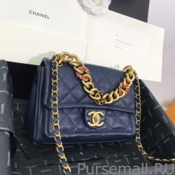 High Quality Chain Leather Link Bag AS0936 Blue