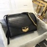 Replicas Chevron Calfskin Gold-Tone Metal Mini Flap Bag A57490 Black