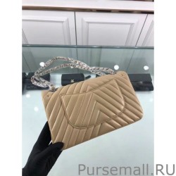 7 Star Chevron Jumbo Flap Bag A01112 Apricot