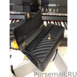 Copy Chevron Tweed Medium Flap Bag A1112 Black