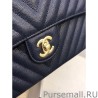 High Quality Chevron Tweed Medium Flap Bag A1112 Blue