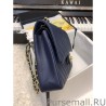 High Quality Chevron Tweed Medium Flap Bag A1112 Blue