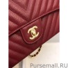 Replicas Chevron Tweed Medium Flap Bag A1112 Claret