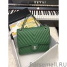 Fashion Chevron Tweed Medium Flap Bag A1112 Green