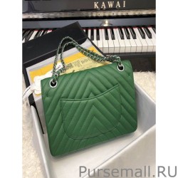 Fashion Chevron Tweed Medium Flap Bag A1112 Green