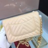 Perfect Chevron V Stitch Chain Wallet Leather A33814 Apricot