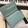 7 Star Chevron V Stitch Chain Wallet Leather A33814 Light Blue