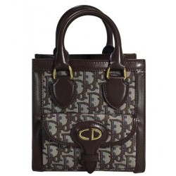 Designer Christian Dior Dioraddict embroidered denim handbag Coffee