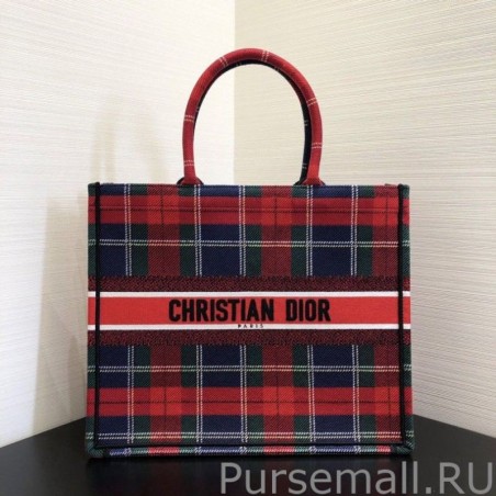 Designer Christian Dior Book Tote Bag Red