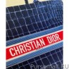 Best Christian Dior Book Tote Crocodile-Effect Embroidered Velvet Dark Blue