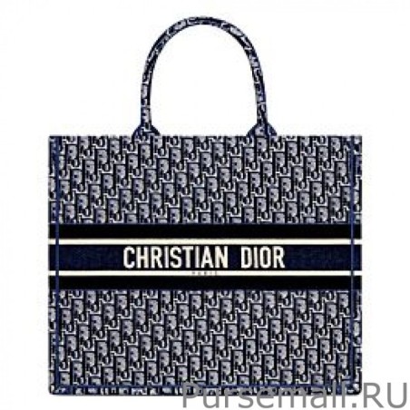 Designer Christian Dior Book Tote Dark Blue