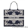 High Quality Christian Dior Book Tote Dark Blue