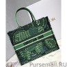 7 Star Christian Dior Book Tote Dior Animals Embroidered Canvas Bag Green