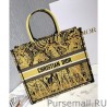 Cheap Christian Dior Book Tote Dior Animals Embroidered Canvas Bag Yellow