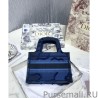 Top Quality Christian Dior Book Tote Mini Camouflage Embroidered Tote Dark Blue