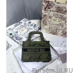 Perfect Christian Dior Book Tote Mini Camouflage Embroidered Tote Green