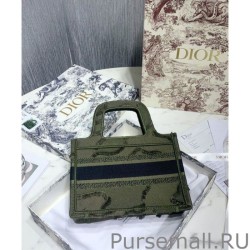 Perfect Christian Dior Book Tote Mini Camouflage Embroidered Tote Green