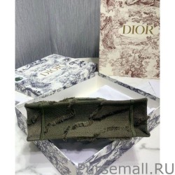 Perfect Christian Dior Book Tote Mini Camouflage Embroidered Tote Green