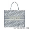 Luxury Christian Dior Book Tote With Dior Oblique Embroidery Gray
