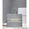 Luxury Christian Dior Book Tote With Dior Oblique Embroidery Gray