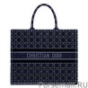 High Quality Christian Dior Cannage Embroidered Velvet Dior Book Tote Dark Blue