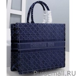 High Quality Christian Dior Cannage Embroidered Velvet Dior Book Tote Dark Blue