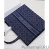 High Quality Christian Dior Cannage Embroidered Velvet Dior Book Tote Dark Blue