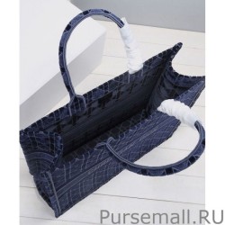 High Quality Christian Dior Cannage Embroidered Velvet Dior Book Tote Dark Blue