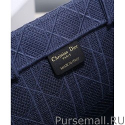 UK Christian Dior Cannage Embroidery Dior Book Tote Bag Dark Blue