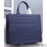 UK Christian Dior Cannage Embroidery Dior Book Tote Bag Dark Blue