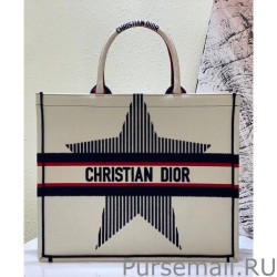 Replicas Christian Dior Dioralps Book Tote Three-Tone Embroidery Cream