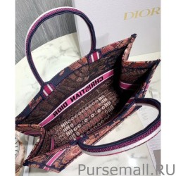 High Quality Christian Dior Fuchsia Dior Book Tote Dior Animals Embroidered Canvsa Bag Peachblow