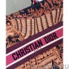 High Quality Christian Dior Fuchsia Dior Book Tote Dior Animals Embroidered Canvsa Bag Peachblow