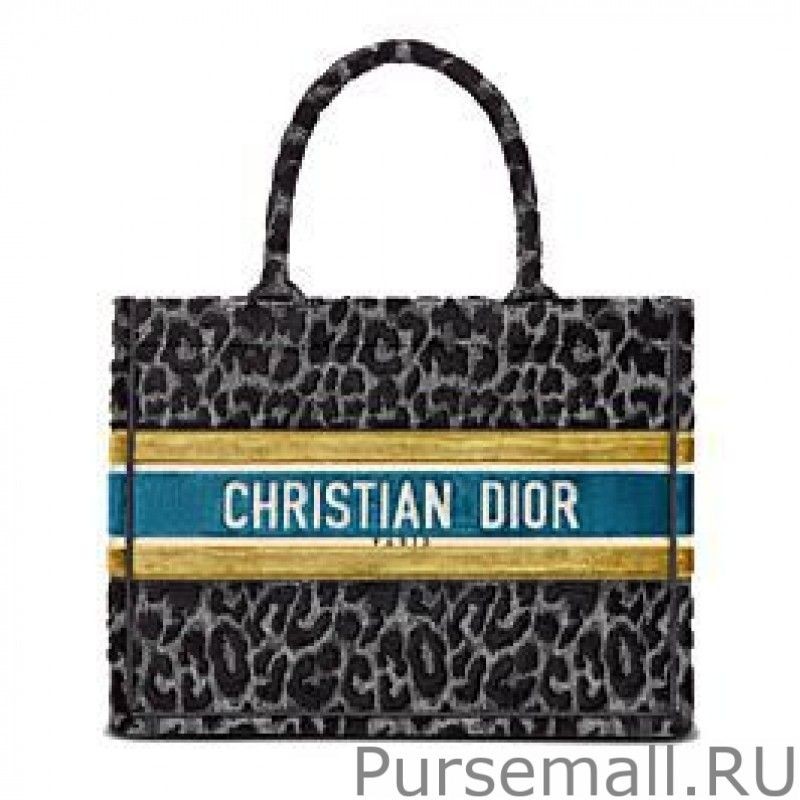 Knockoff Christian Dior Small Book Tote Velvet Mizza Embroidery Gray