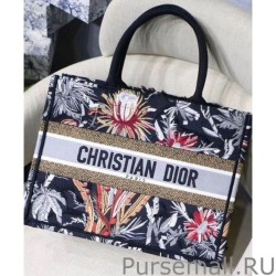 Designer Christian Dior Small Camouflage Embroidered Canvas Book Tote Bag Black