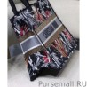 Designer Christian Dior Small Camouflage Embroidered Canvas Book Tote Bag Black