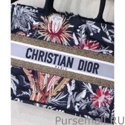 Designer Christian Dior Small Camouflage Embroidered Canvas Book Tote Bag Black