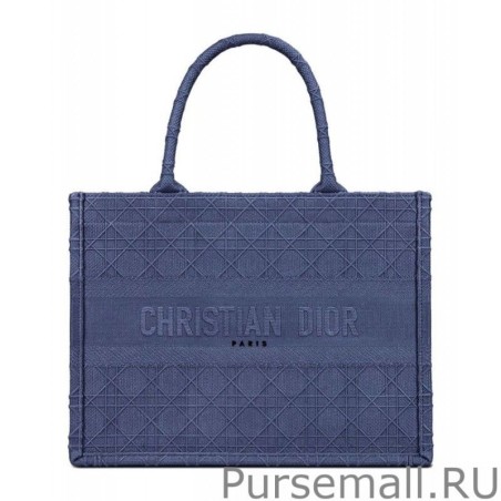 Designer Christian Dior Small Dior Book Tote Bag Dark Blue