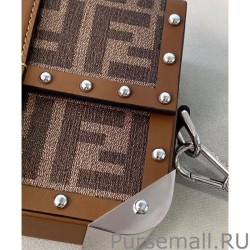 Designer Fendi Baguette Trunk Mini Fabric Bag 7VA507 Coffee