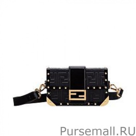 UK Fendi Baguette Trunk Mini Leather Bag 7VA507 Black