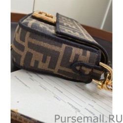 Knockoff Fendi Mini Baguette Fabric Bag 8BS0171 Coffee