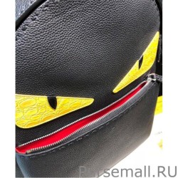 High Fendi Bag Bugs Leather Backpack Black
