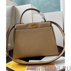 Knockoff Peekaboo Iconic Medium Leather Bag Apricot