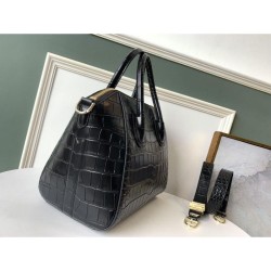 Top Quality Givenchy Antigona Crocodile Pattern Tote Handle Bag Black