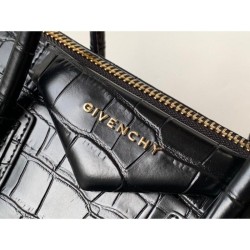 Top Quality Givenchy Antigona Crocodile Pattern Tote Handle Bag Black